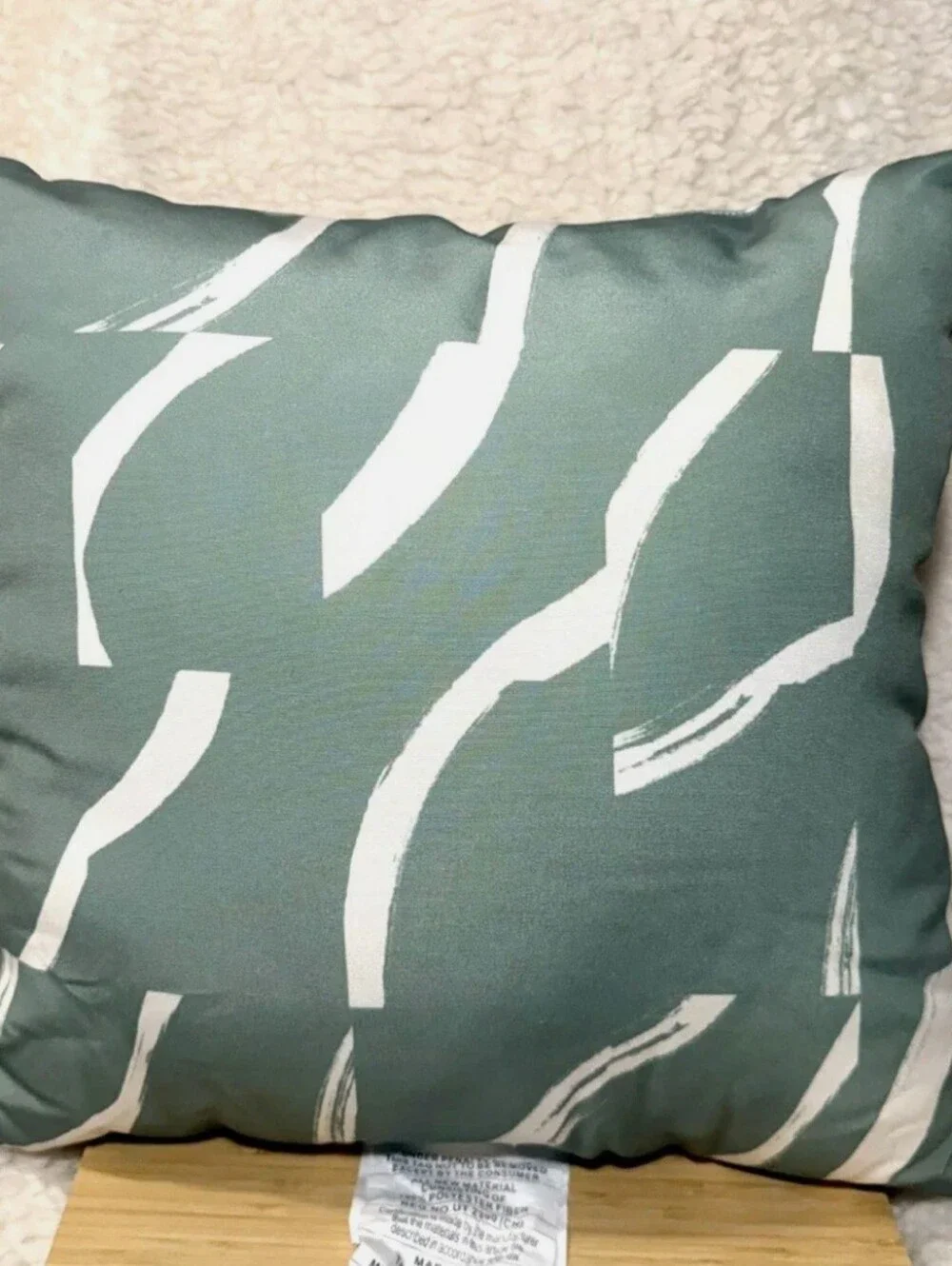 Set Of 2 Room Essentials Sage Green & White Abstract Throw Pillows 18x18 Square